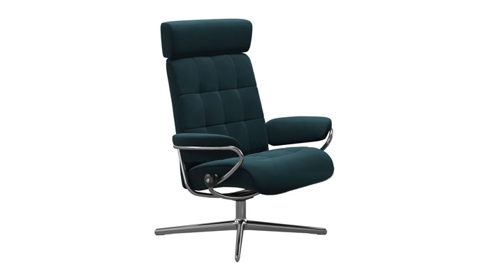 Stressless London Recliner with Adjustable Headrest in Begonia Petrol